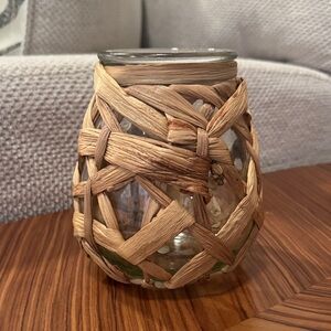 Woven Glass Vase with Natural Accents